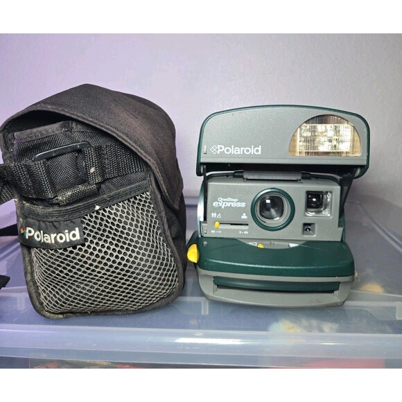 VINTAGE POLAROID ONE STEP EXPRESS GREEN 600 INSTANT FILM CAMERA With Case WORKS